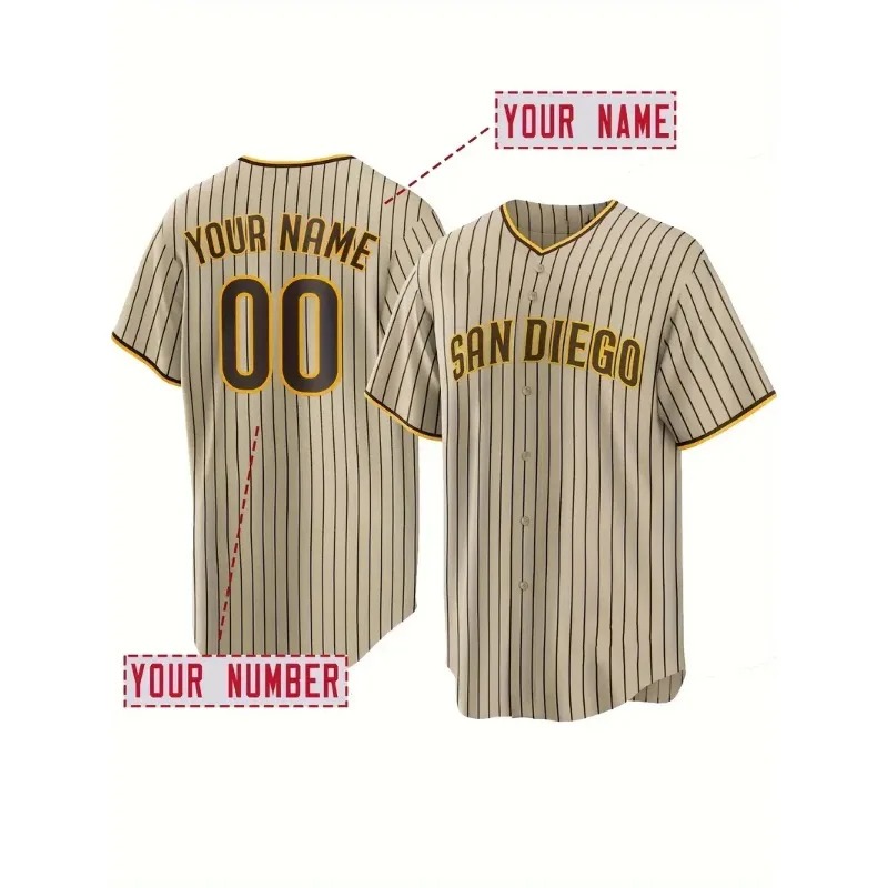 Sports Equipment Jersey - Benutzerdefinierter Name und Nummer Herren-Baseball-Trikot mit