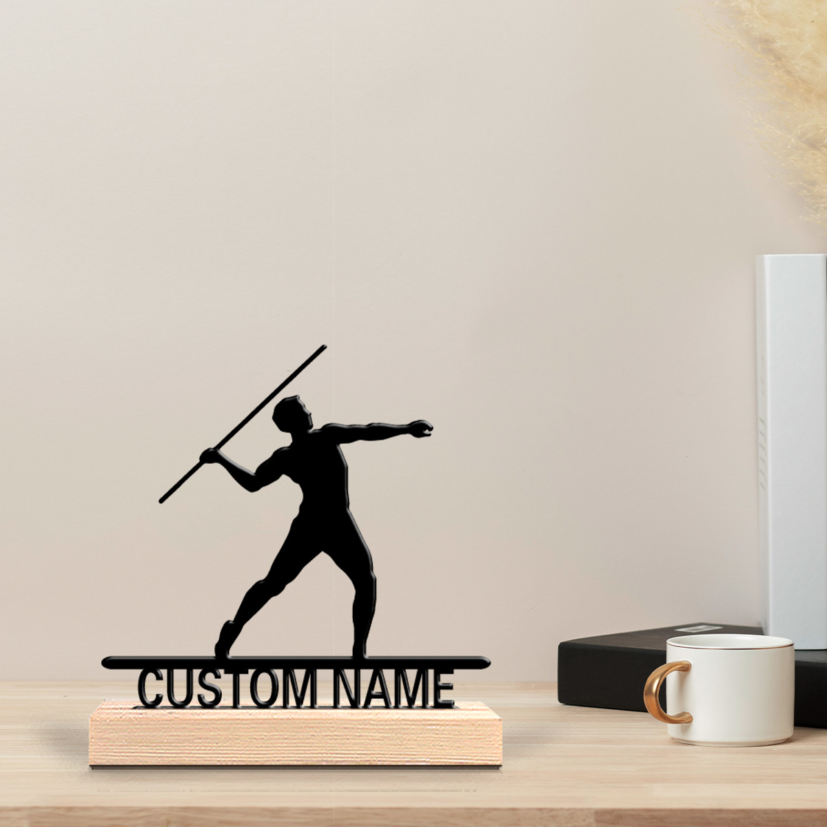 Javelin Throwing - 1 Stück Speerwurf-Metallfigur mit Personalisiertem Namen,